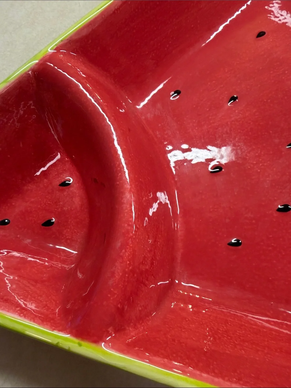Summer Living Ceramic Watermelon Slice Shaped Divided Serving Platter Preowned